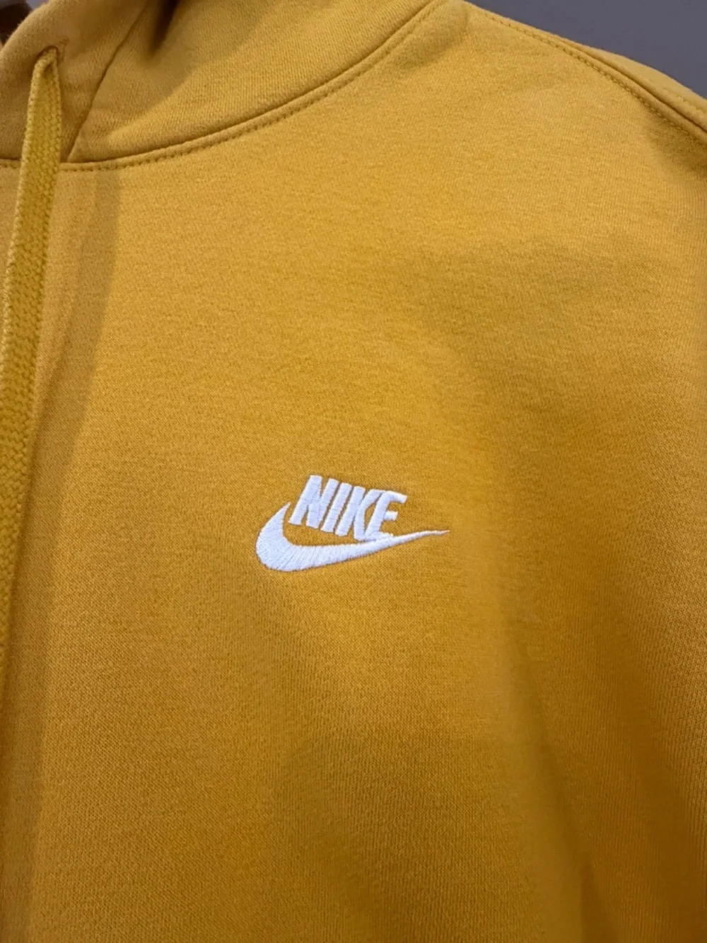 Nike Club Fleece Pullover Hoodie, Mustard  Yellow, Soft & Comfy, Size Large